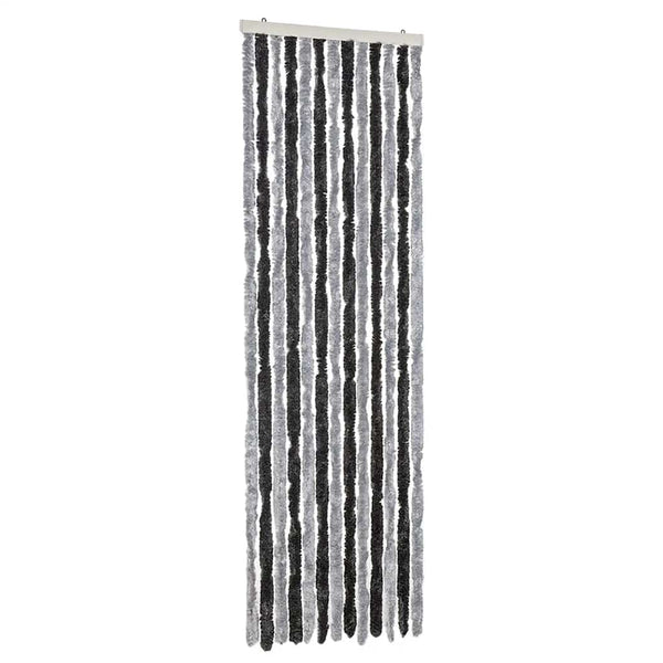 vidaXL Fly Screen Curtain Grey and Black 56x200 cm Chenille