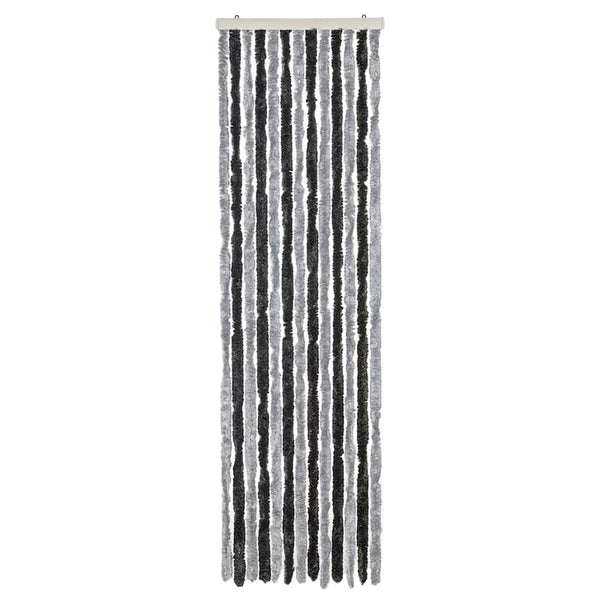vidaXL Fly Screen Curtain Grey and Black 56x200 cm Chenille
