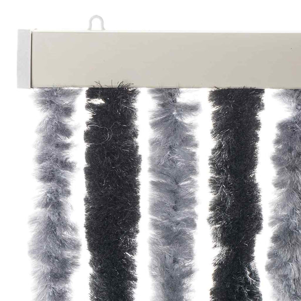 vidaXL Fly Screen Curtain Grey and Black 56x200 cm Chenille