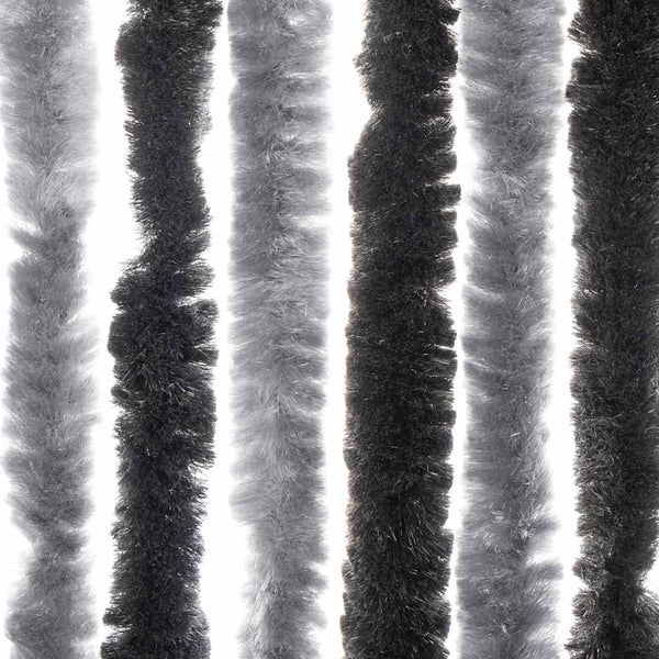vidaXL Fly Screen Curtain Grey and Black 56x200 cm Chenille