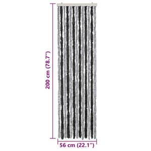vidaXL Fly Screen Curtain Grey and Black 56x200 cm Chenille