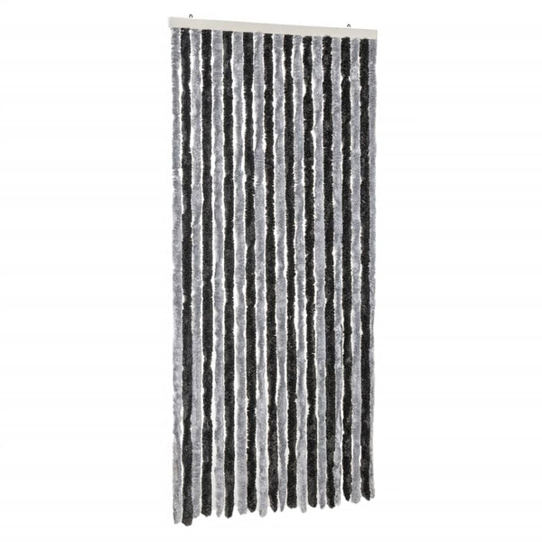 vidaXL Chenille Door Curtain Grey and Black 90x220 cm