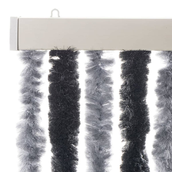 vidaXL Chenille Door Curtain Grey and Black 90x220 cm