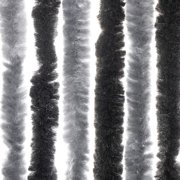 vidaXL Chenille Door Curtain Grey and Black 90x220 cm