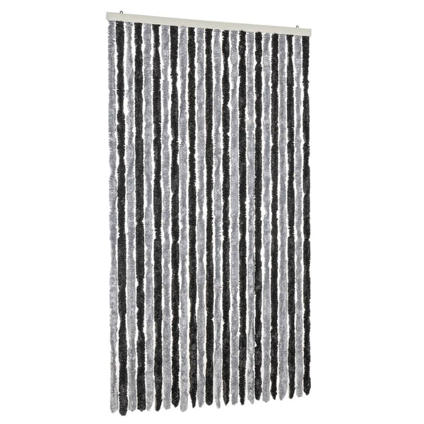 vidaXL Chenille Door Curtain Grey and Black 100x200 cm