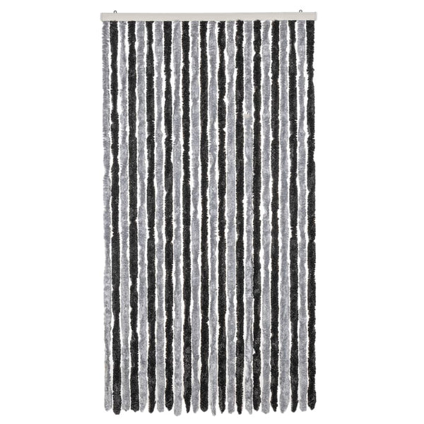 vidaXL Chenille Door Curtain Grey and Black 100x200 cm