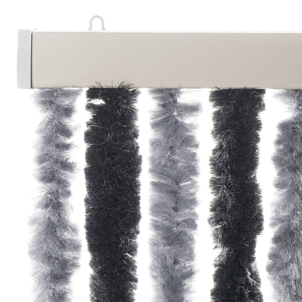 vidaXL Chenille Door Curtain Grey and Black 100x200 cm