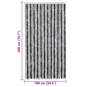 vidaXL Chenille Door Curtain Grey and Black 100x200 cm