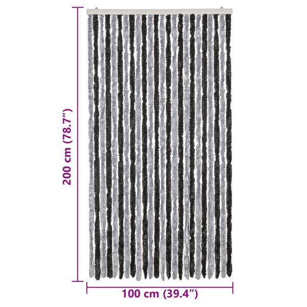 vidaXL Chenille Door Curtain Grey and Black 100x200 cm