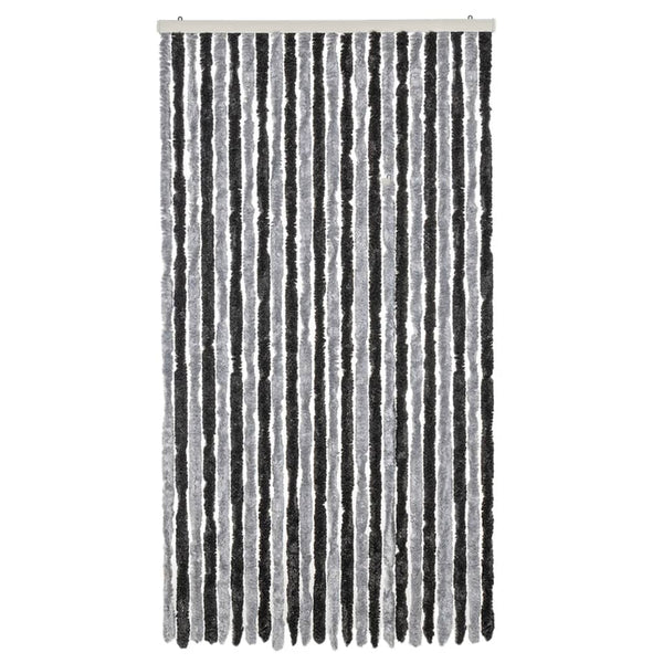 vidaXL Chenille Fly Curtain Grey and Black 100x220 cm