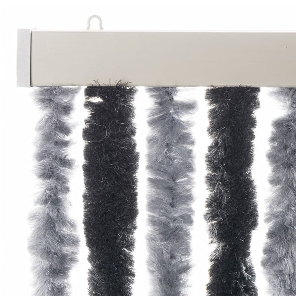 vidaXL Chenille Fly Curtain Grey and Black 100x220 cm
