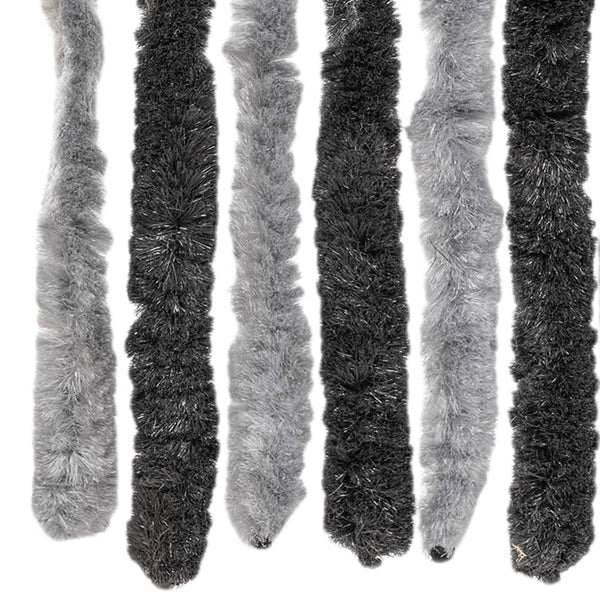 vidaXL Chenille Fly Curtain Grey and Black 100x220 cm