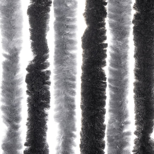 vidaXL Chenille Fly Curtain Grey and Black 100x220 cm