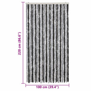 vidaXL Chenille Fly Curtain Grey and Black 100x220 cm