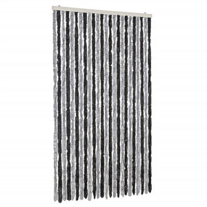 vidaXL Chenille Door Curtain Grey and Black 100x230 cm