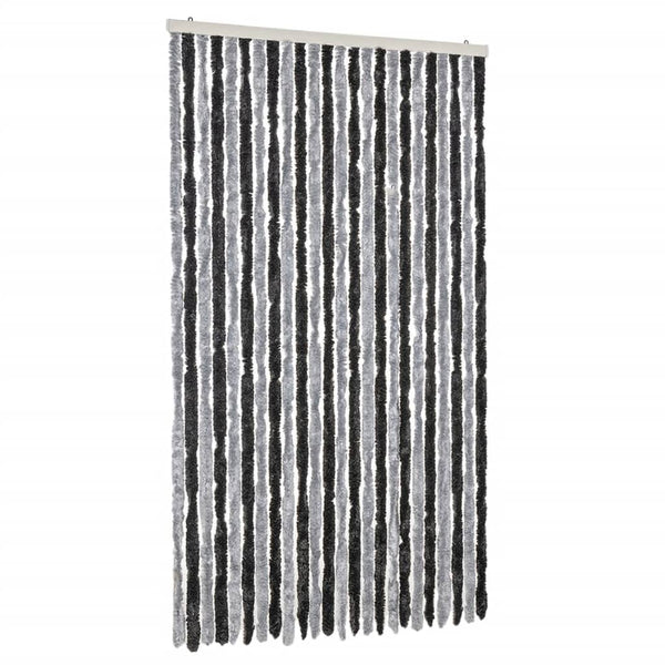 vidaXL Chenille Door Curtain Grey and Black 100x230 cm