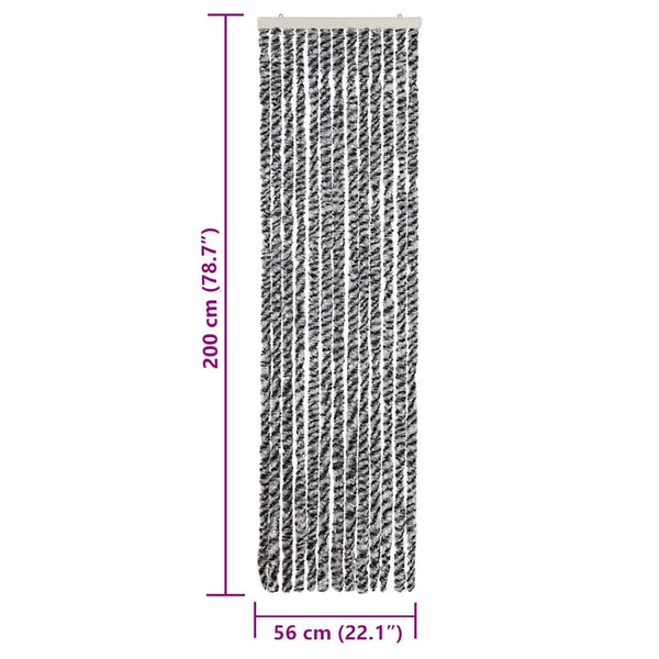vidaXL Fly Curtain Grey, Black and White 56x200 cm Chenille