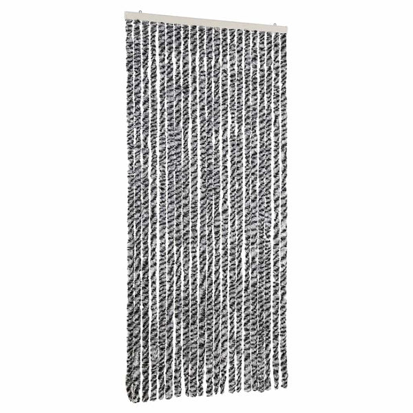 vidaXL Chenille Fly Curtain Grey, Black and White 90x200 cm