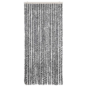 vidaXL Chenille Fly Curtain Grey, Black and White 90x200 cm