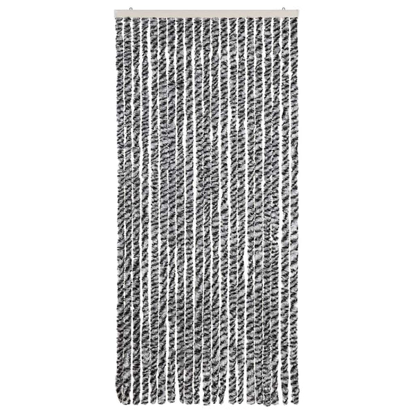 vidaXL Chenille Fly Curtain Grey, Black and White 90x200 cm