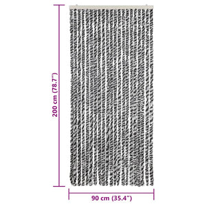 vidaXL Chenille Fly Curtain Grey, Black and White 90x200 cm