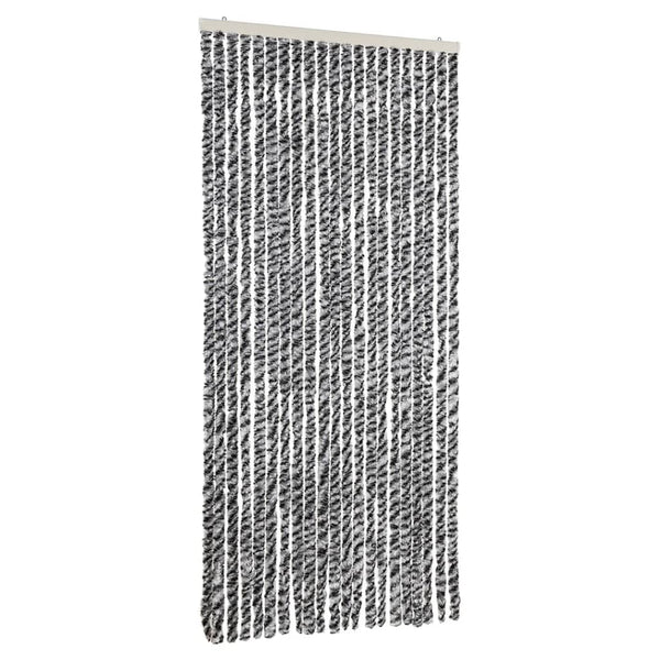 vidaXL Chenille Door Curtain Grey, Black and White 90x220 cm
