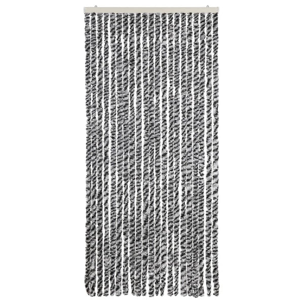 vidaXL Chenille Door Curtain Grey, Black and White 90x220 cm
