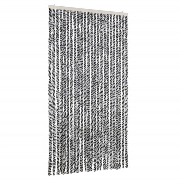 vidaXL Chenille Fly Curtain Grey, Black and White 100x200 cm