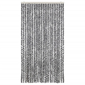 vidaXL Chenille Fly Curtain Grey, Black and White 100x200 cm
