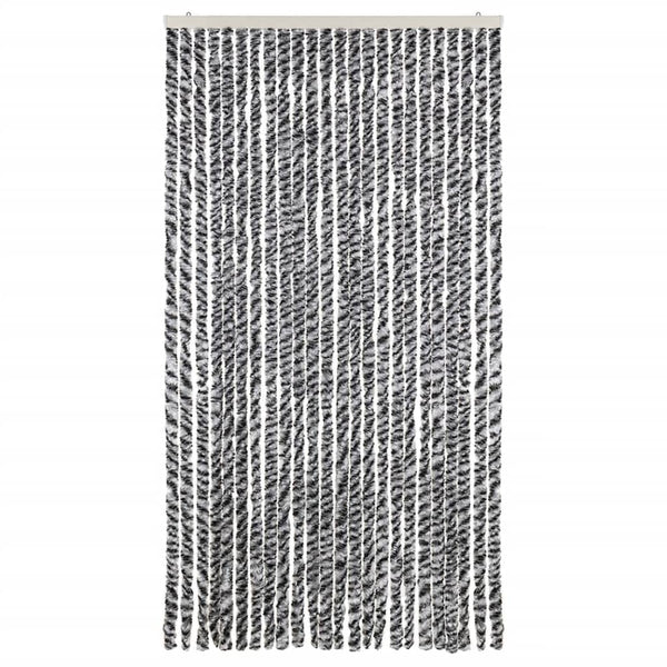 vidaXL Chenille Fly Curtain Grey, Black and White 100x200 cm