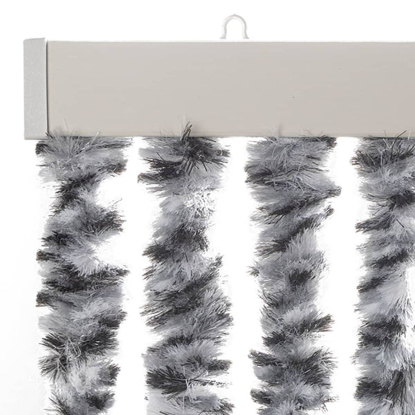 vidaXL Chenille Fly Curtain Grey, Black and White 100x200 cm