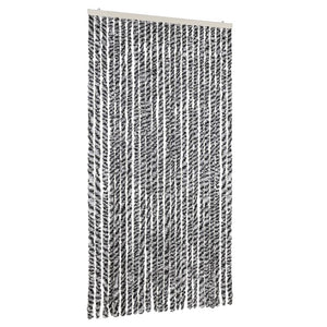 vidaXL Chenille Fly Curtain Grey, Black and White 100x220 cm