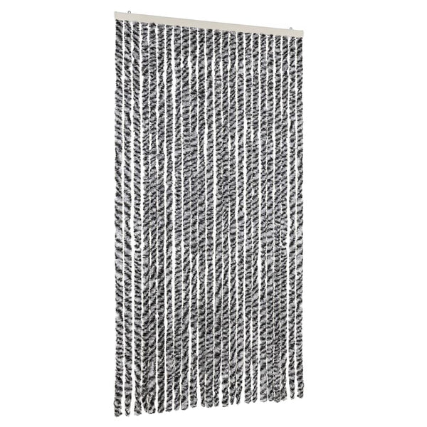 vidaXL Chenille Fly Curtain Grey, Black and White 100x220 cm