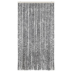 vidaXL Chenille Fly Curtain Grey, Black and White 100x220 cm