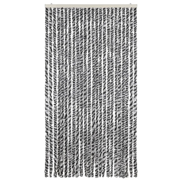 vidaXL Chenille Fly Curtain Grey, Black and White 100x220 cm