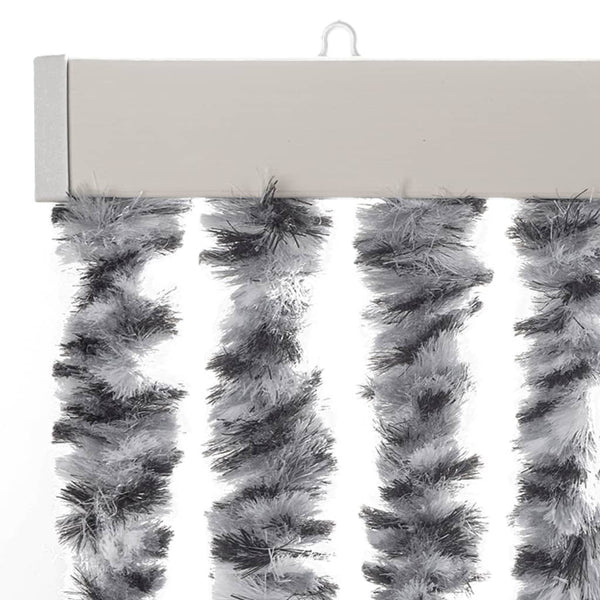 vidaXL Chenille Fly Curtain Grey, Black and White 100x220 cm