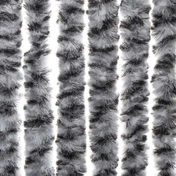 vidaXL Chenille Fly Curtain Grey, Black and White 100x220 cm