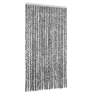 vidaXL Chenille Fly Curtain Grey, Black and White 100x230 cm