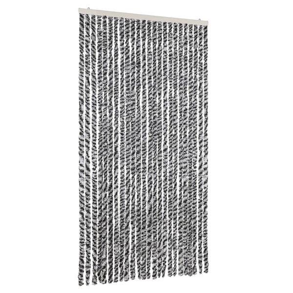 vidaXL Chenille Fly Curtain Grey, Black and White 100x230 cm