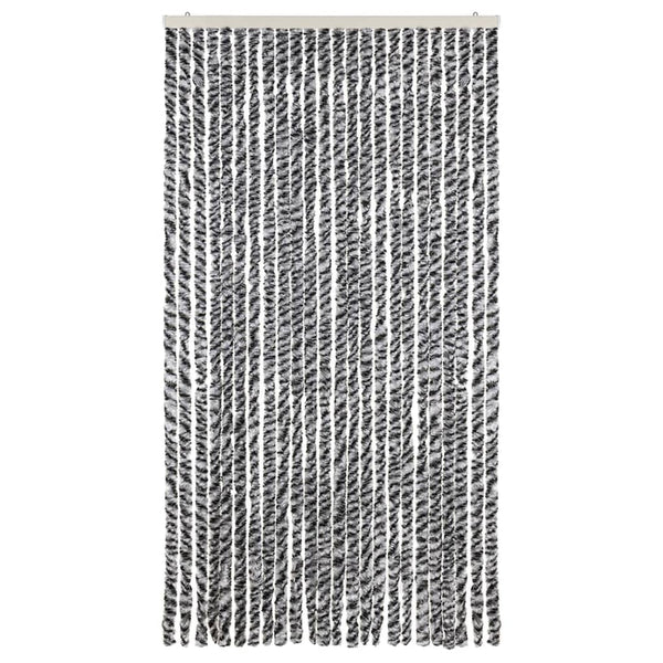 vidaXL Chenille Fly Curtain Grey, Black and White 100x230 cm