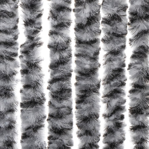 vidaXL Chenille Fly Curtain Grey, Black and White 100x230 cm
