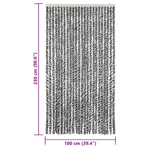 vidaXL Chenille Fly Curtain Grey, Black and White 100x230 cm