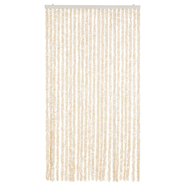 vidaXL Chenille Door Curtain Beige and White 100x220 cm