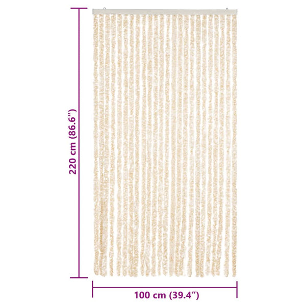 vidaXL Chenille Door Curtain Beige and White 100x220 cm