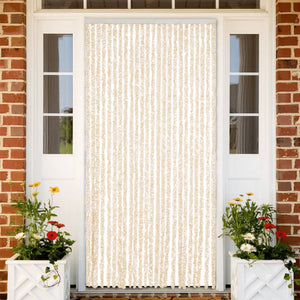 vidaXL Chenille Door Curtain Beige and White 100x220 cm