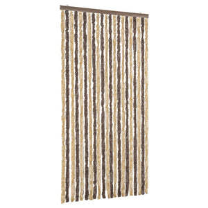 vidaXL Chenille Fly Curtain Dark Brown and Beige 90x220 cm