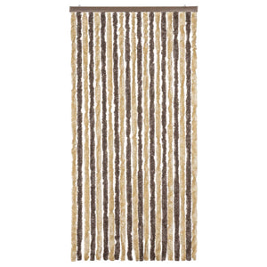 vidaXL Chenille Fly Curtain Dark Brown and Beige 90x220 cm