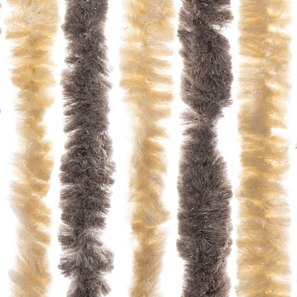 vidaXL Chenille Fly Curtain Dark Brown and Beige 90x220 cm