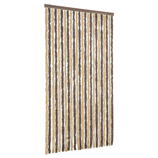 vidaXL Chenille Fly Curtain Dark Brown and Beige 100x230 cm