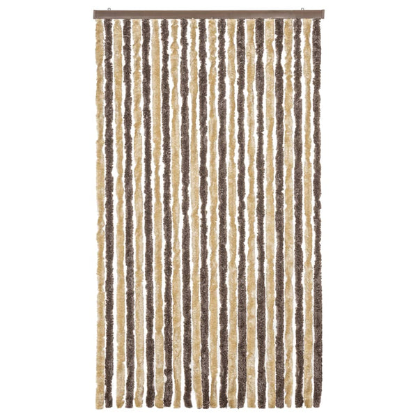 vidaXL Chenille Fly Curtain Dark Brown and Beige 100x230 cm